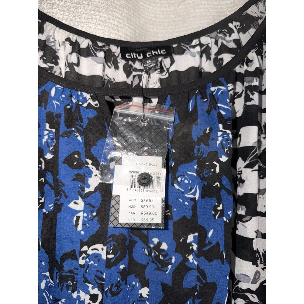NEW City Chic Black Rose Long Sleeve Blouse Tunic Top Size XL - Picture 3 of 9
